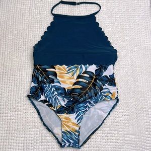 One Piece Blue Swimwear Girls Size 8-9 by PatPat